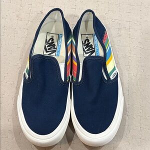 Vans Kids Slip-On Sneakers - Navy with Multicolor Stripes